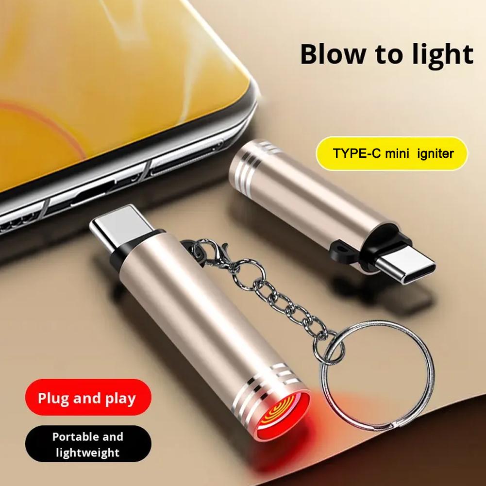 Lighter Windproof - Tipo c mini isqueiro soprar para