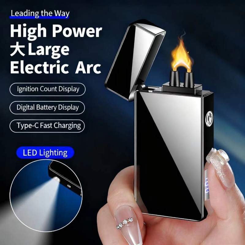 Lighter Windproof - Tecnologia preta inovadora, bateria de ignição