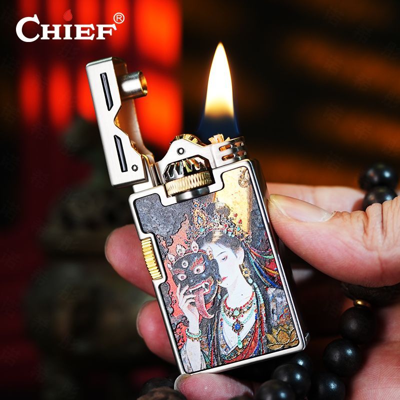 CHIEF Retro Óleo Isqueiro À Pr - Lighter Windproof avaliação e preço