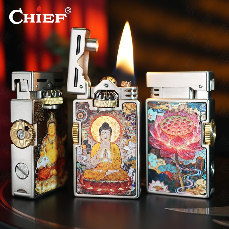 CHIEF Retro Óleo Isqueiro À Pr - Lighter Windproof avaliação e preço
